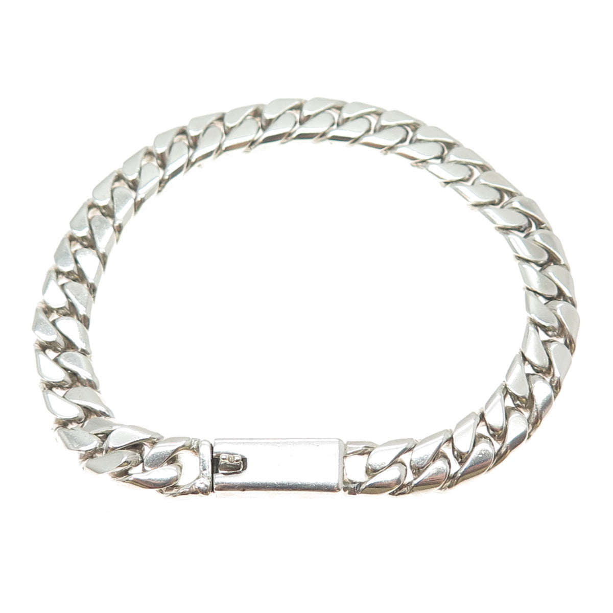 925 Sterling Silver Vintage Mexico Cuban Link Bracelet 7.5"