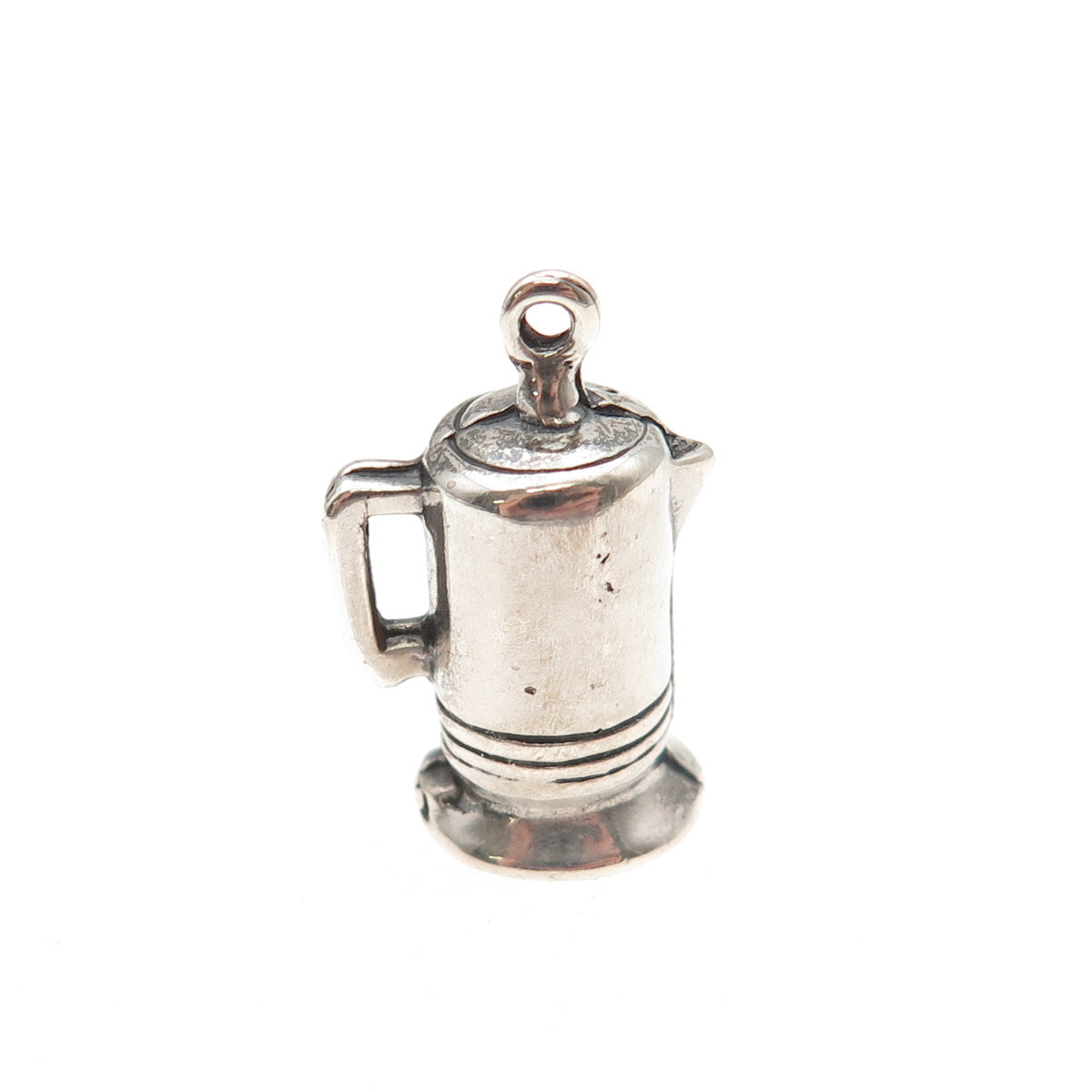 Shube 925 Sterling Silver Vintage Coffeepot 3D Mini Charm Pendant