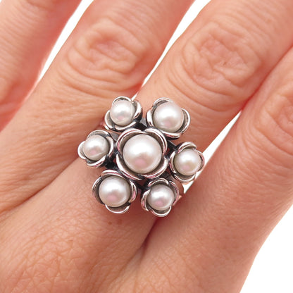 Pandora 925 Sterling Silver Real Pearl Wishful Thinking Ring Size 6.25
