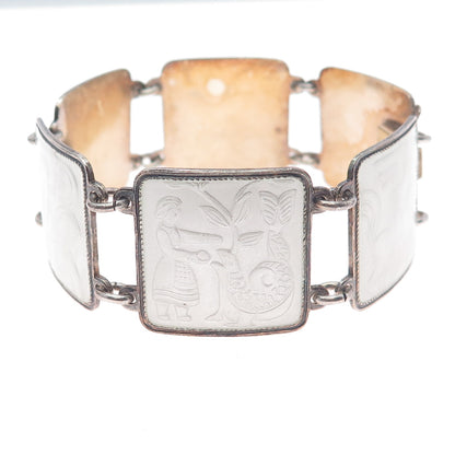 DAVID ANDERSEN 925S Sterling Vintage Norway Enamel Fairytale Bracelet 7.5"