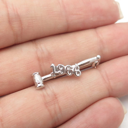 925 Sterling Silver Vintage 1966 "Gavel" Court Mini Pin Brooch