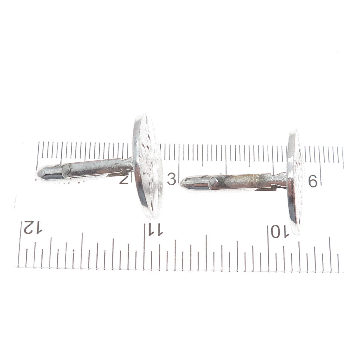 925 Sterling Silver Antique Art Deco Engraved Floral Cufflinks