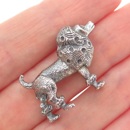 925 Sterling Silver Vintage Poodle Dog Oxidized 3D Miniature