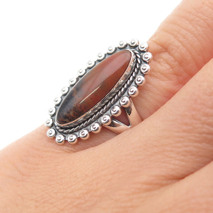 Bell Trading Post Old Pawn Sterling Silver Vintage Agate Beaded Ring Size 5.5