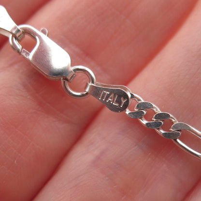 925 Sterling Silver Italy Figaro Link Bracelet 7"