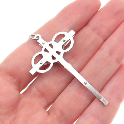 Afco 925 Sterling Silver Antique Art Deco Crucifix Cross Religious Charm Pendant