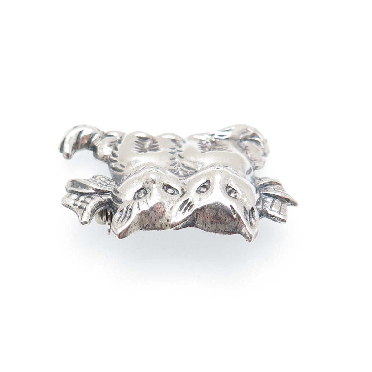 BEAU 925 Sterling Silver Vintage Kitty Cat Couple Oxidized Pin Brooch