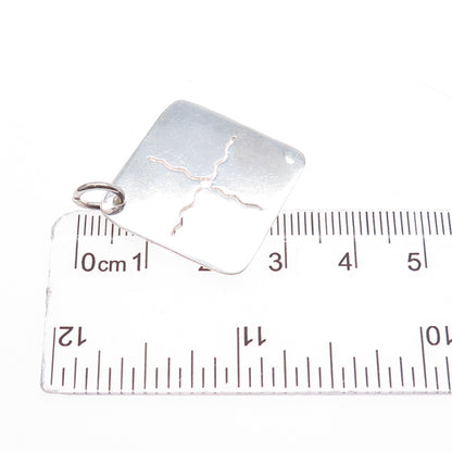 925 Sterling Silver Vintage Modernist X Symbol Charm Pendant