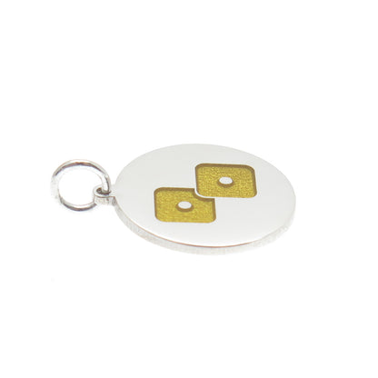 925 Sterling Silver Yellow Enamel Number 2 Lucky Dice Minimalist Charm Pendant