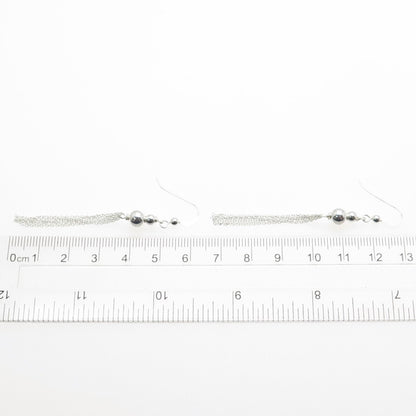 925 Sterling Silver Tassel Chain Drop Earrings