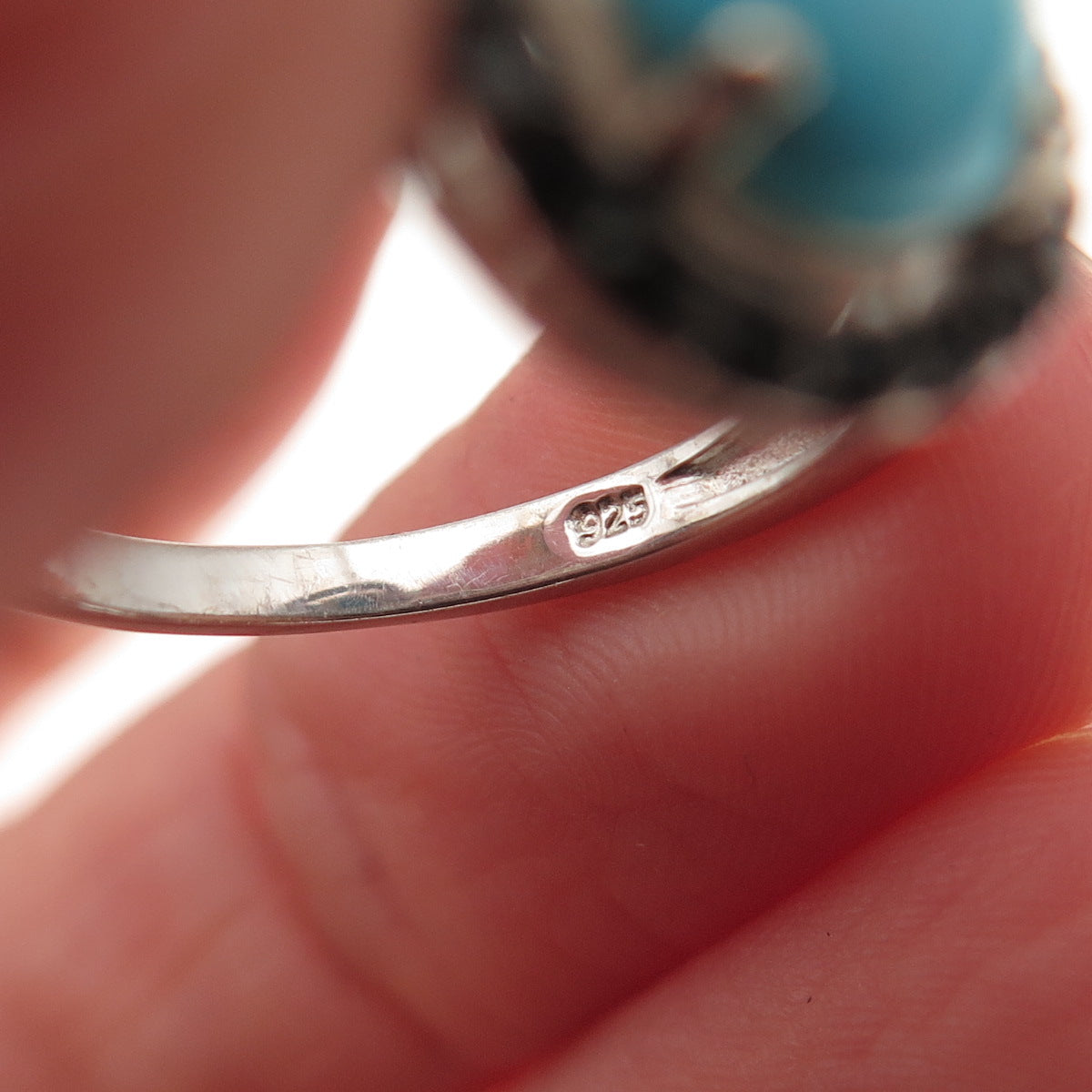 Chuck Clemency 925 Sterling Silver Real Turquoise & Black Spinel Ring Size 8