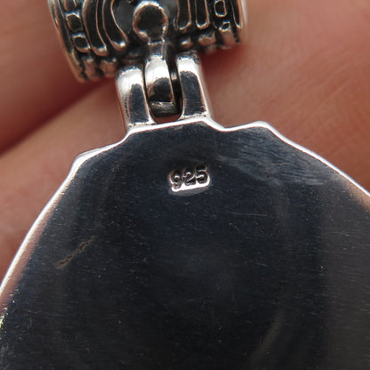 925 Sterling Silver Vintage Real Sodalite Ornate Oxidized Pendant
