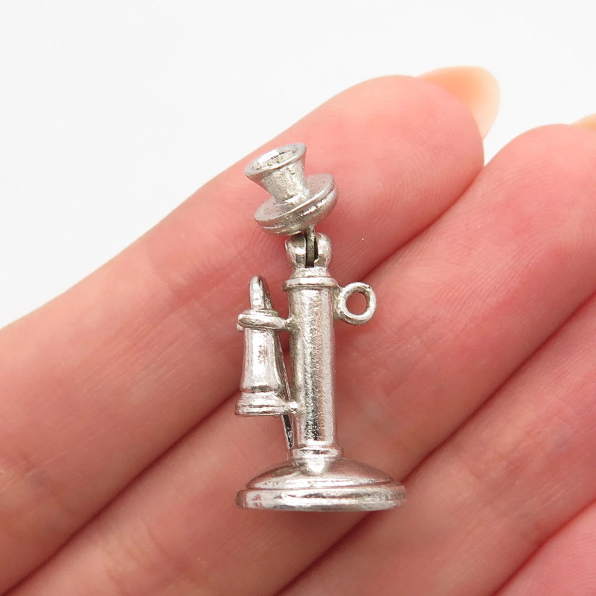 925 Sterling Silver Vintage Wells Candlestick Phone Pendant