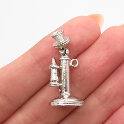 925 Sterling Silver Vintage Wells Candlestick Phone Pendant