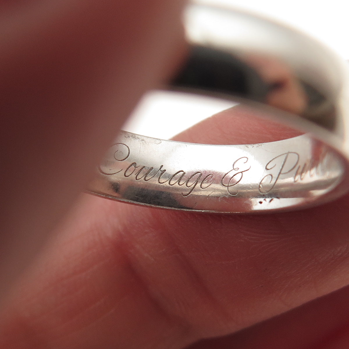 925 Sterling Silver Vintage Courage & Purity Classic Wedding Band Ring Size 8.25