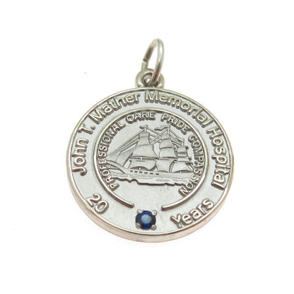 O.C. TANNER 10K Gold Filled Vintage Sapphire Mather Hospital 20 Years Pendant