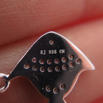 925 Sterling Silver Round-Cut C Z Angelfish Minimalist Charm Pendant