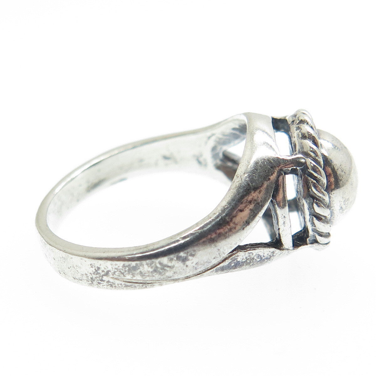 SUNRISE 925 Sterling Silver Vintage Roped Dome Oxidized Ring Size 6.25