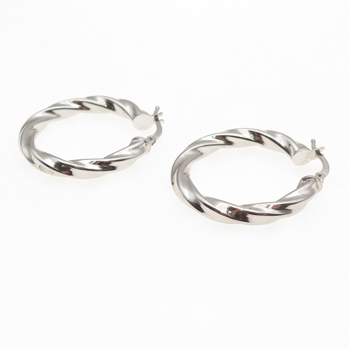 925 Sterling Silver Italy Twisted Hoop Earrings
