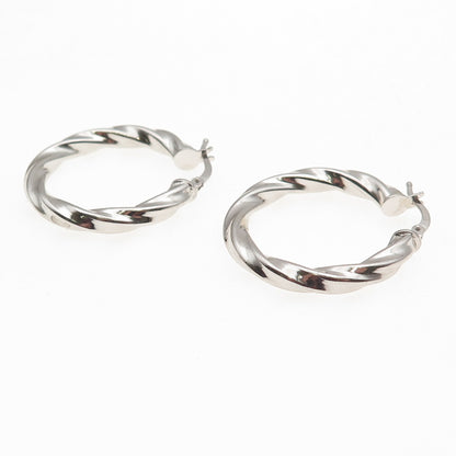 925 Sterling Silver Italy Twisted Hoop Earrings