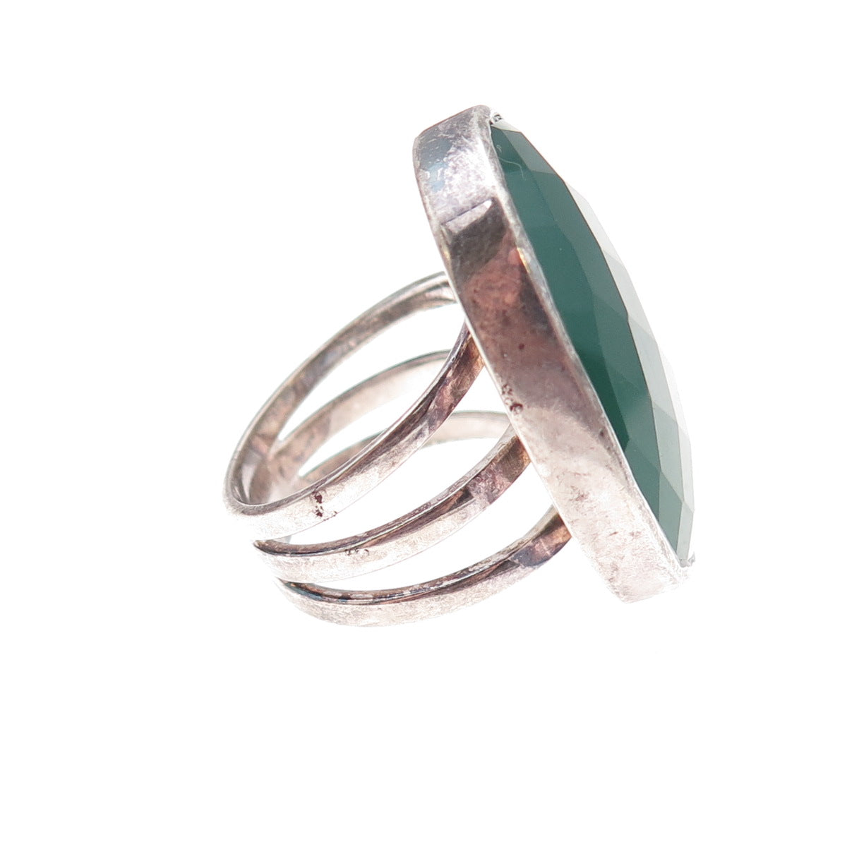 Banana Republic Vintage Real Green Onyx Modernist Oxidized Ring Size 7.25