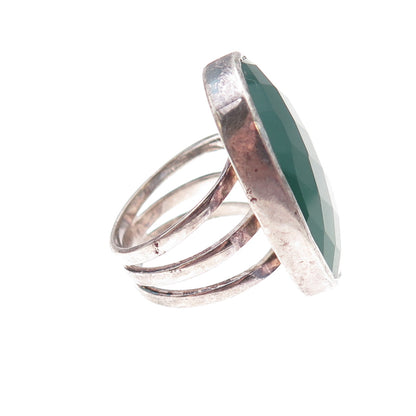 Banana Republic Vintage Real Green Onyx Modernist Oxidized Ring Size 7.25