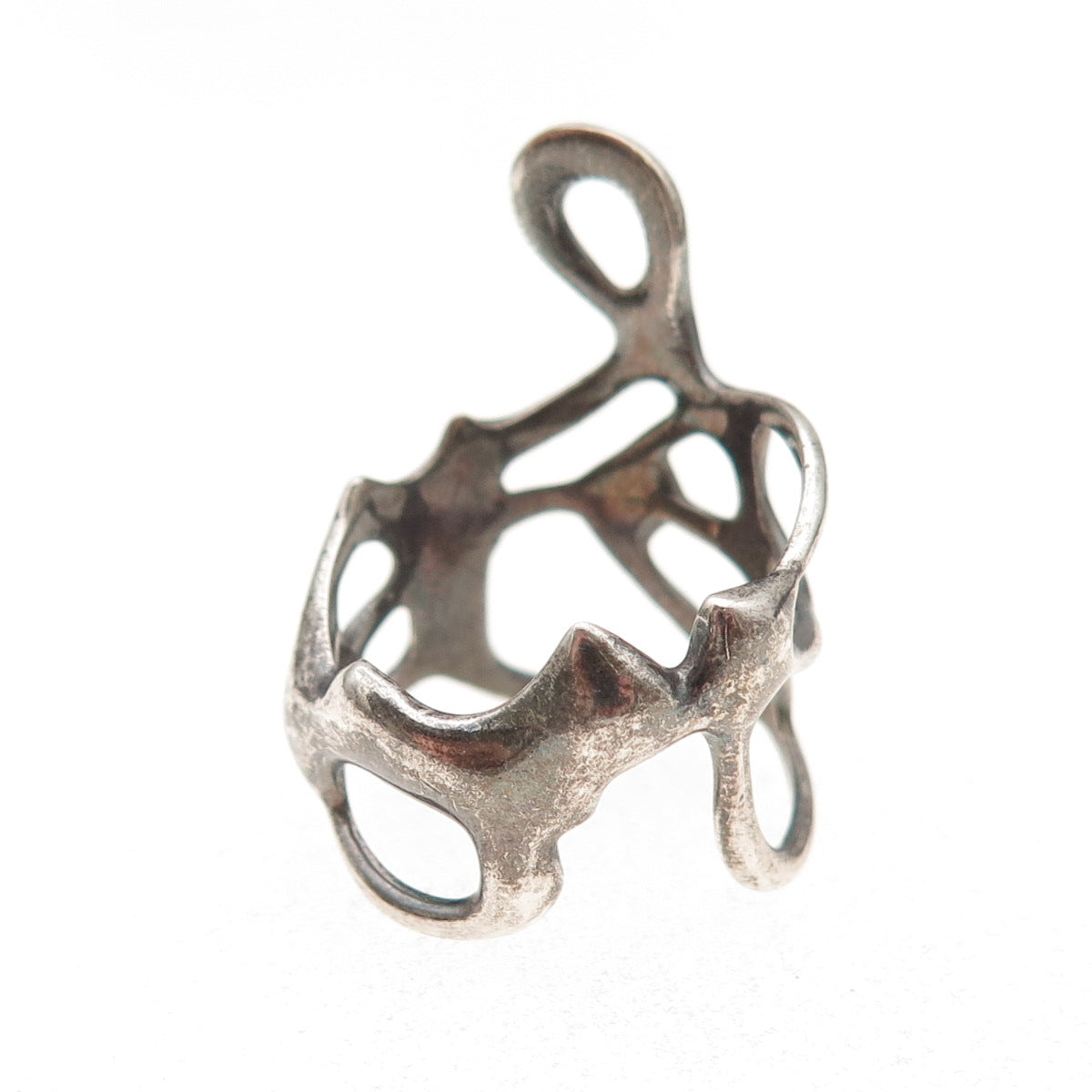 925 Sterling Silver Vintage Modernist Oxidized Ring Size 7.25