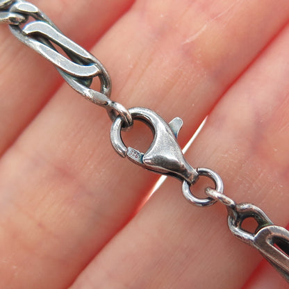 925 Sterling Silver Vintage Modernist Paperclip Link Oxidized Bracelet 7.25"