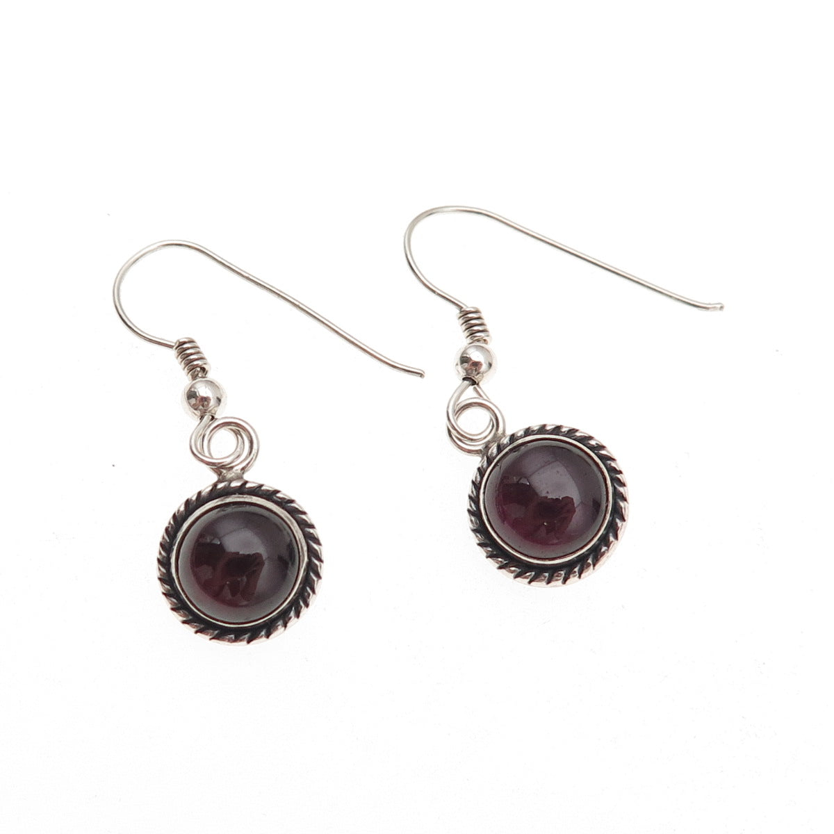 Quoc Turquoise 925 Sterling Silver Vintage Real Rhodolite Dangle Earrings