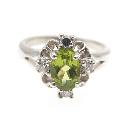 RJ GRAZIANO 925 Sterling Silver Vintage Real Peridot & C Z Ring Size 6