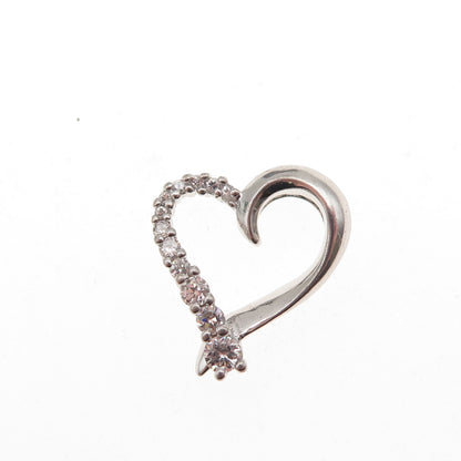 Sai 925 Sterling Silver Graduated Round-Cut C Z Heart Mini Slide Charm Pendant