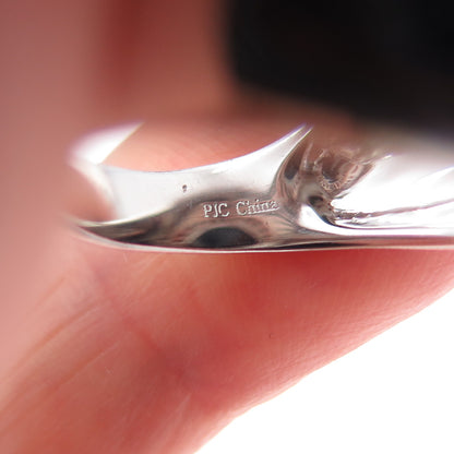 925 Sterling Silver Real Round-Cut Black Spinel Modernist Ring Size 7.5