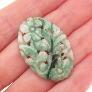 Antique China Real Carved Jade Floral for Pin Brooch / Pendant