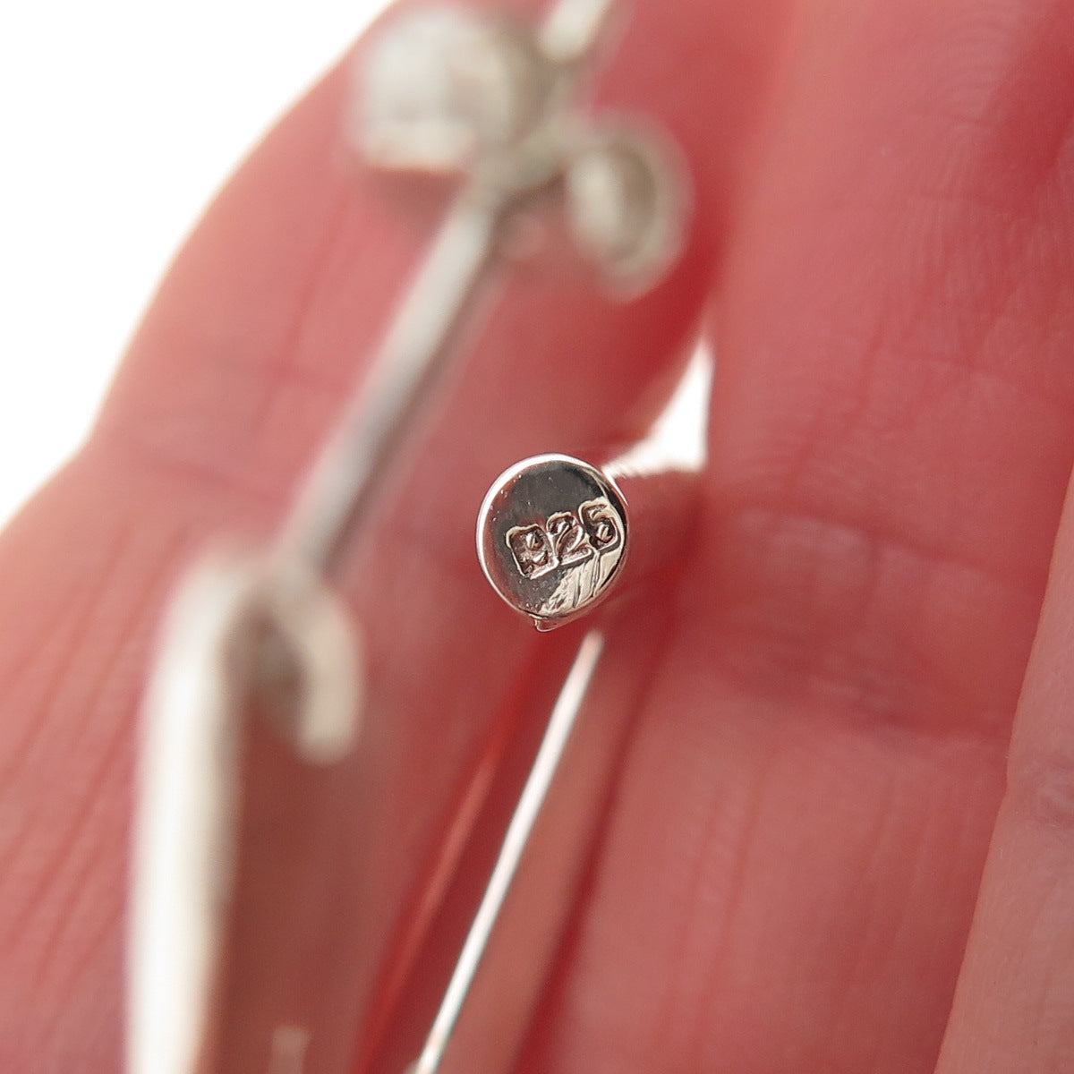 925 Sterling Silver Vintage Modernist Triangle Hoop Earrings