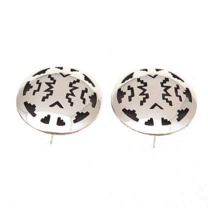 Herbert Taylor Navajo Old Pawn 925 Sterling Silver Vintage Shadow Box Earrings