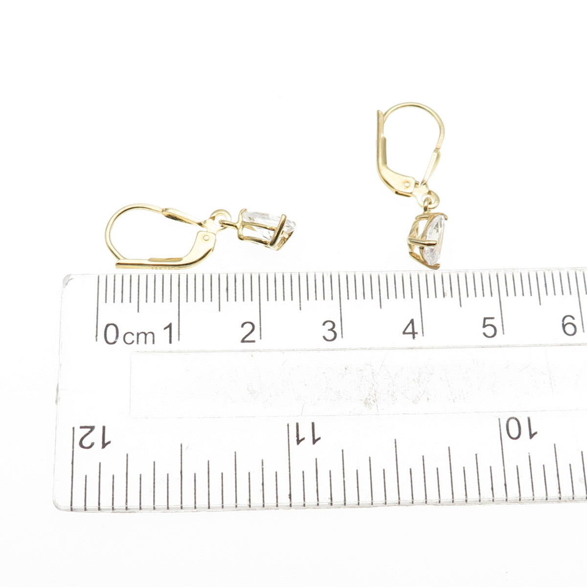 925 Sterling Silver Gold Plated Pear-Cut C Z Dangle Earrings