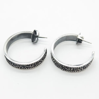 925 Sterling Silver Vintage Granulated Half Hoop Earrings