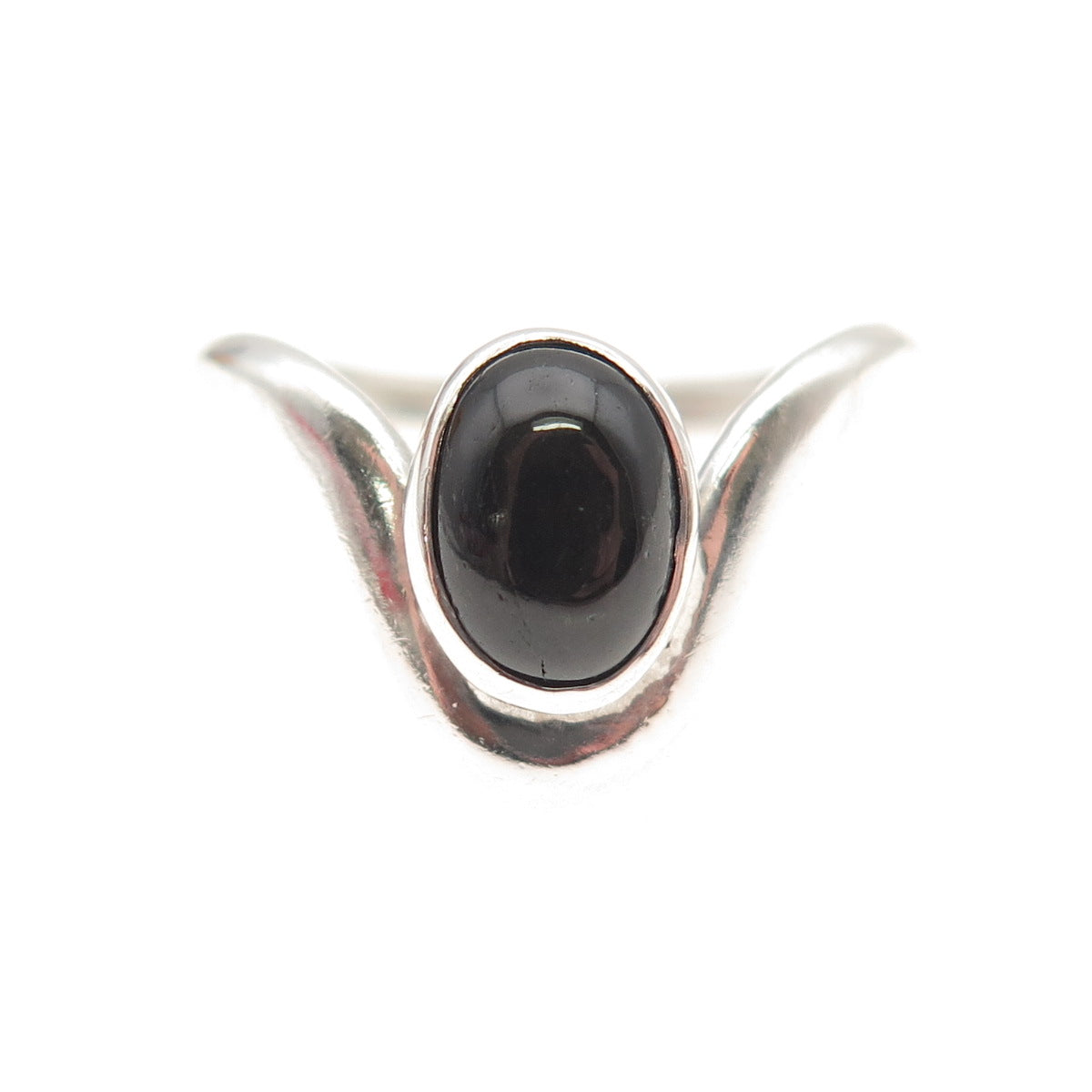 925 Sterling Silver Vintage RHG Real Cat's Eye Modernist Oxidized Ring Size 6