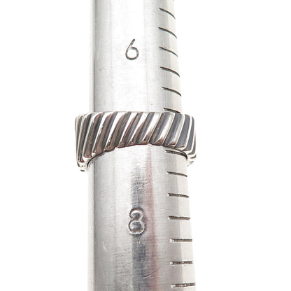 Dobbs of Boston Sterling Silver Vintage Modernist Ribbed Oxidized Ring Size 7.25