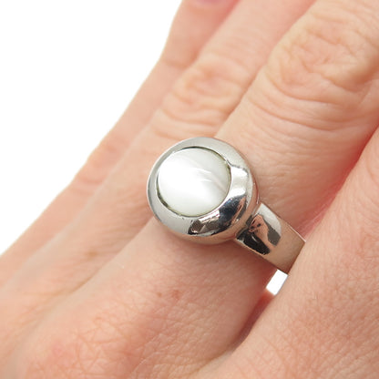 925 Sterling Silver Vintage Optic Fiber Cat's Eye Modernist Ring Size 8