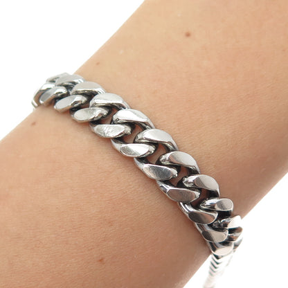 925 Sterling Silver Vintage Italy Cuban Link Oxidized Bracelet 7.75"
