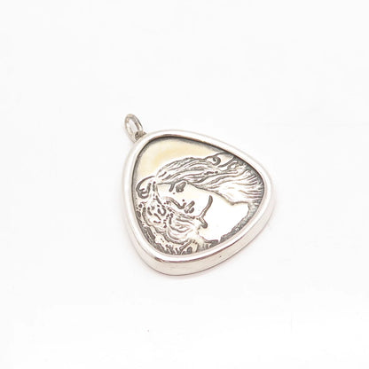 925 Sterling Silver Vintage Charming Lady Face Pendant