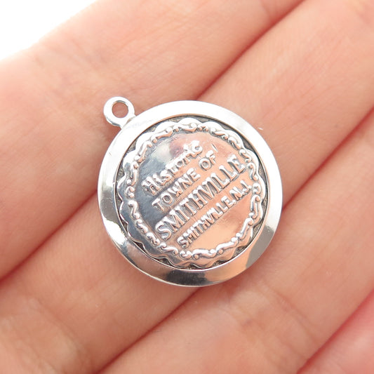 BRUCE Sterling Silver Vintage Historic Towne of Smithville Minimalist Pendant