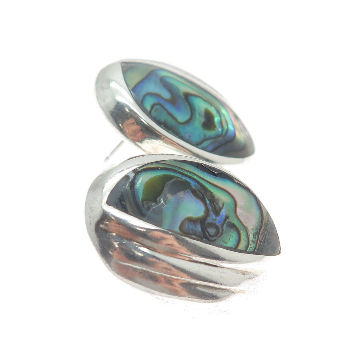 ATI ANNIKA WITT 925 Sterling Silver Vintage Mexico Real Abalone Shell Earrings