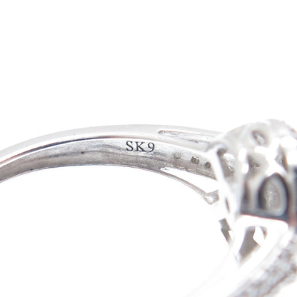 SK9 Allure Gems 925 Sterling Silver Real Diamond Engagement Ring Size 7.25