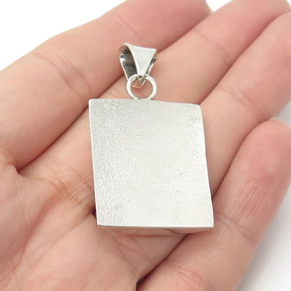 925 Sterling Silver Vintage Real Scottish Amber & Wood Pendant