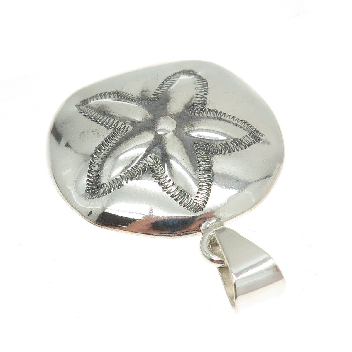 925 Sterling Silver Vintage ATI Mexico Sand Dollar Pendant