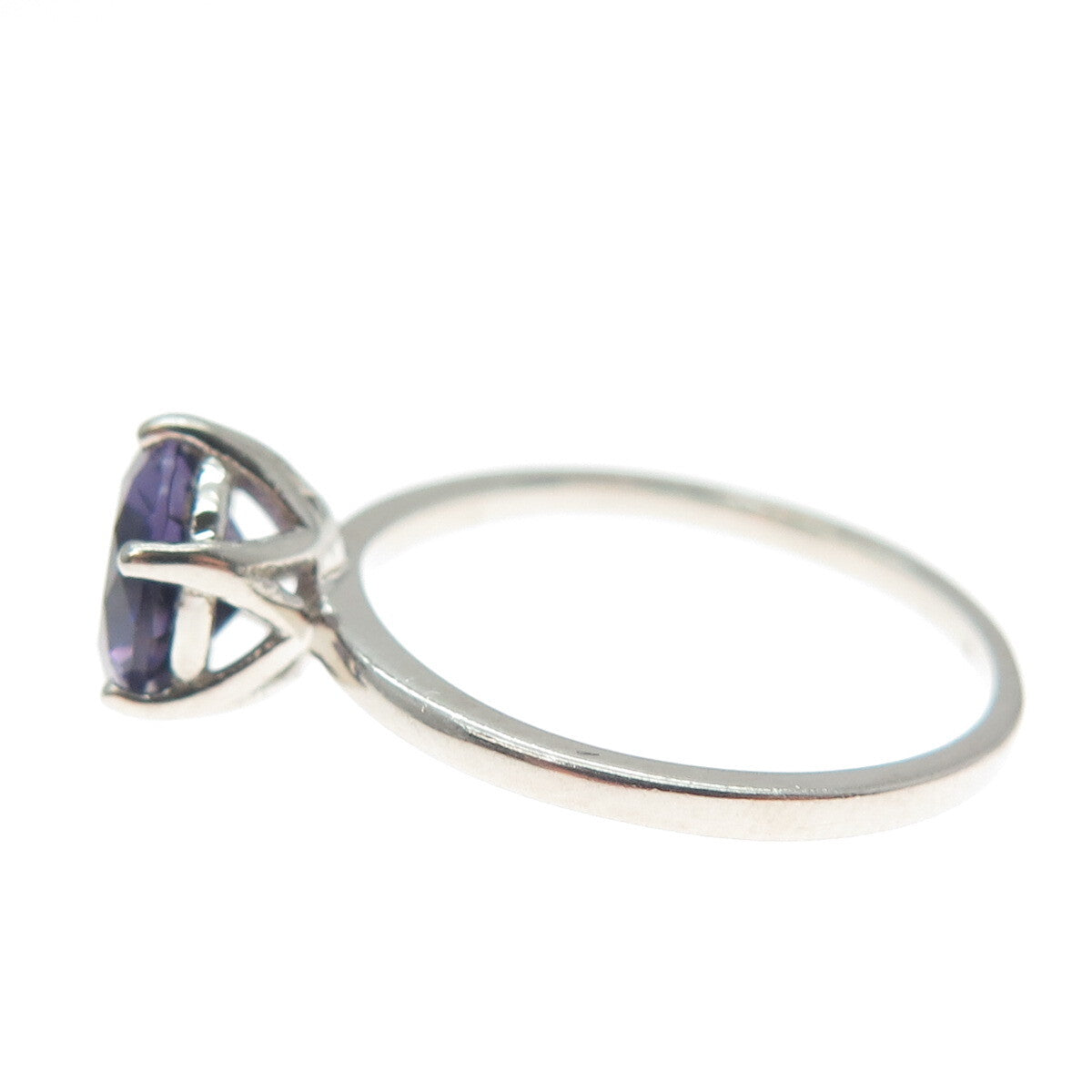 DAZZLERS 925 Sterling Silver Round-Cut Nano Amethyst Ring Size 7