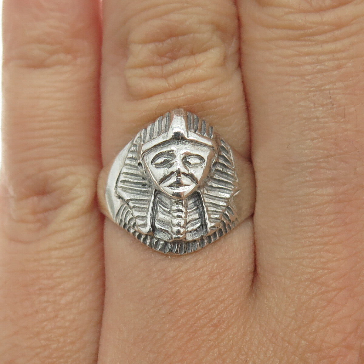 925 Sterling Silver Vintage Egyptian Pharaoh Ring Size 7