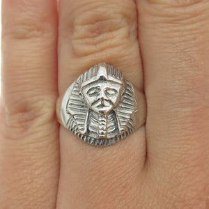 925 Sterling Silver Vintage Egyptian Pharaoh Ring Size 7